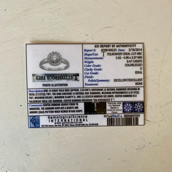 Natural Tolkowsky vintage inspired engagement ring, size 6, 0.71 total cts - Picture 7 of 13